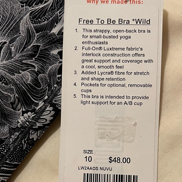 Lululemon NWT Free To Be Bra * Wild -Size 10- NUVU - Picture 4 of 4